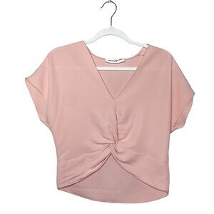 Amanda Uprichard Halifax Top Size Small Cropped Blouse Pink Twist Front V-neck